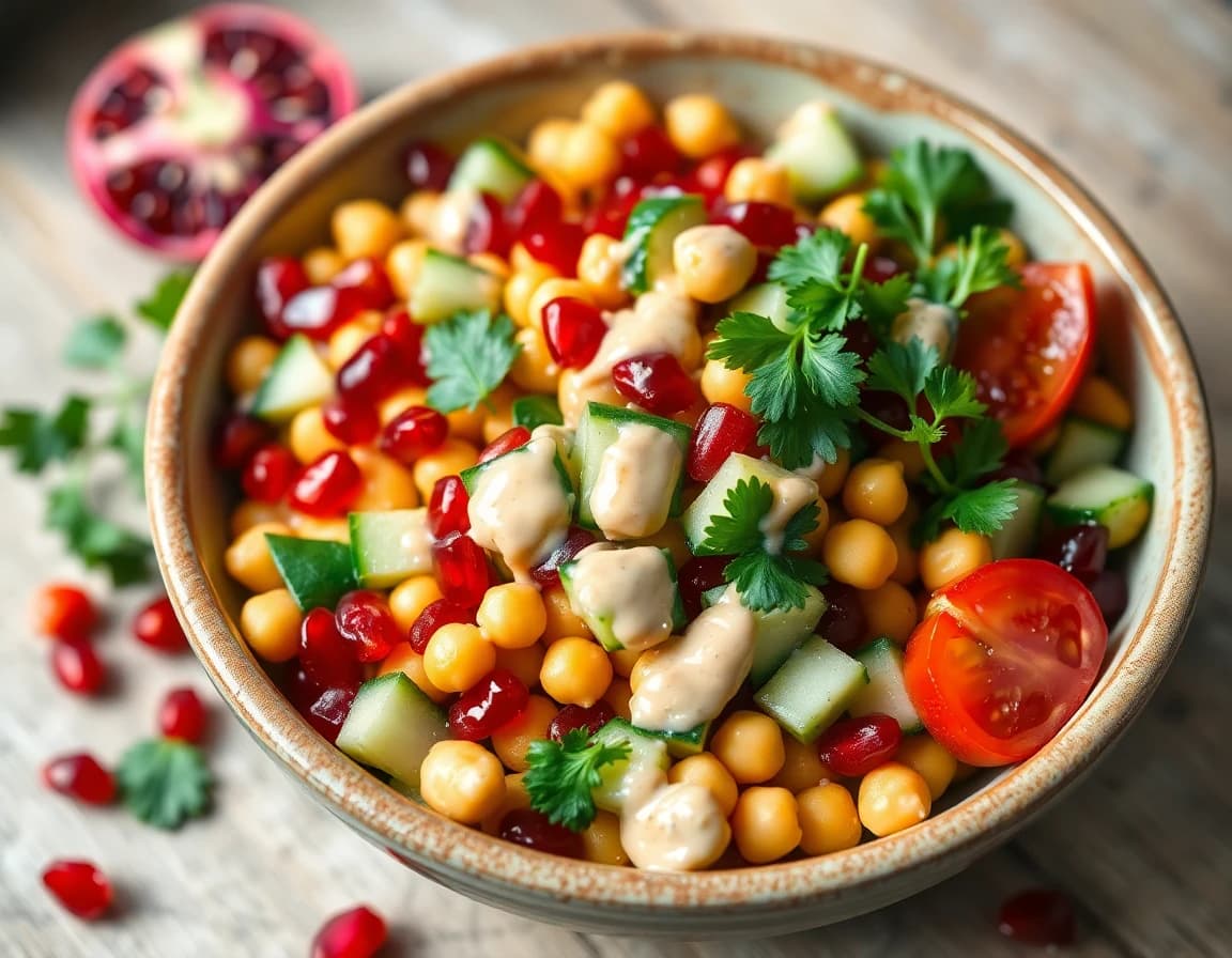 Mediterranean Chickpea and Pomegranate Salad